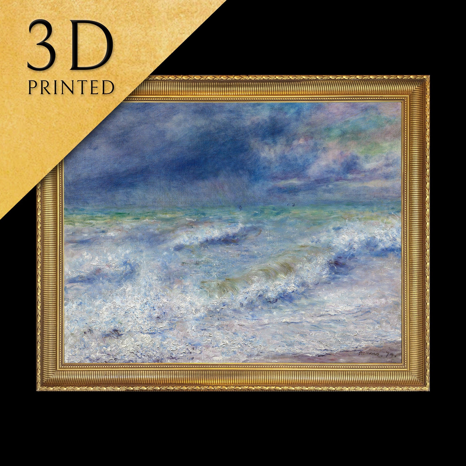 Seascape - by Pierre Auguste Renoir, 3d Printed with texture and brush strokes looks like original oil-painting.