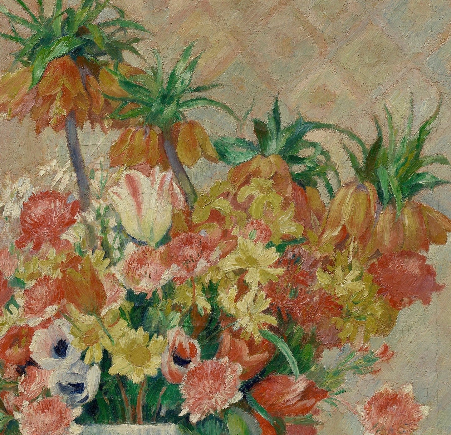 Renoir Still Life Flowers 3D Print: Textured Floral Oil Painting Reproduction