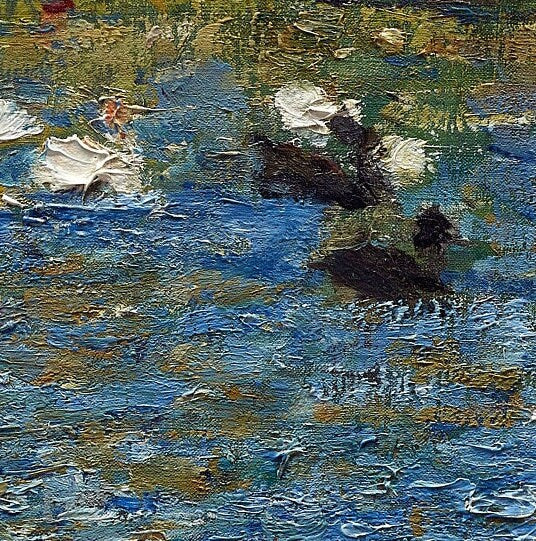 The Duck Pond by Pierre Auguste Renoir, 3d Printed with texture and brush strokes looks like original oil painting