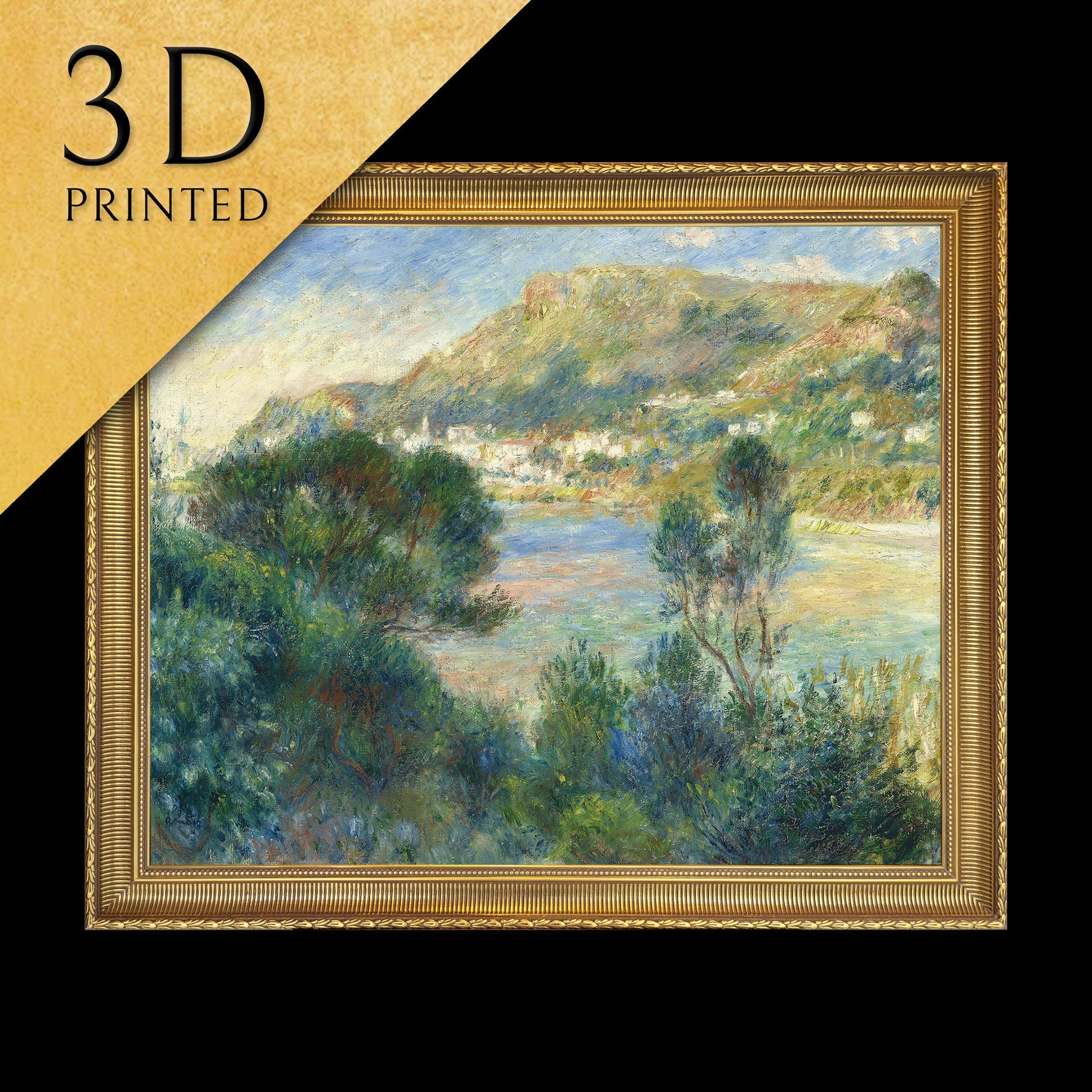 View of Monte Carlo from Cap Martin by Pierre Renoir, 3d Printed with texture and brush strokes looks like original oil painting