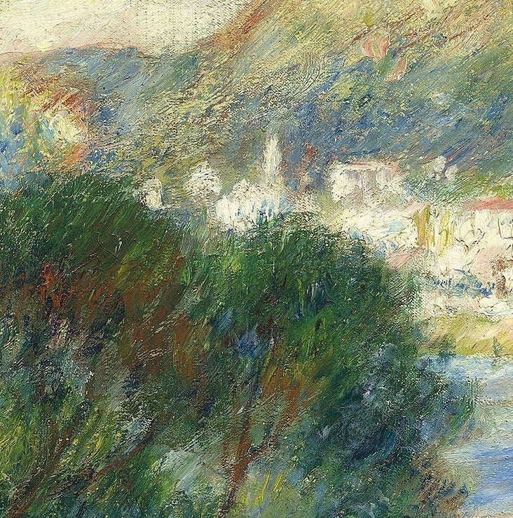 View of Monte Carlo from Cap Martin by Pierre Renoir, 3d Printed with texture and brush strokes looks like original oil painting