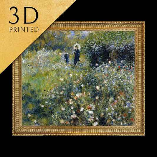 Women With a Parasol Garden by Pierre Auguste Renoir, 3d Printed with texture and brush strokes looks like original oil painting