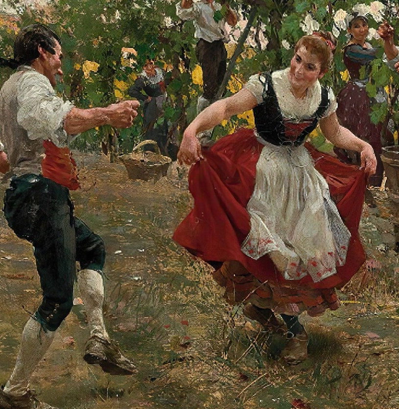 The Harvest Dance 1893 by Raffaello Sorbi, 3d Printed with texture and brush strokes looks like original oil painting