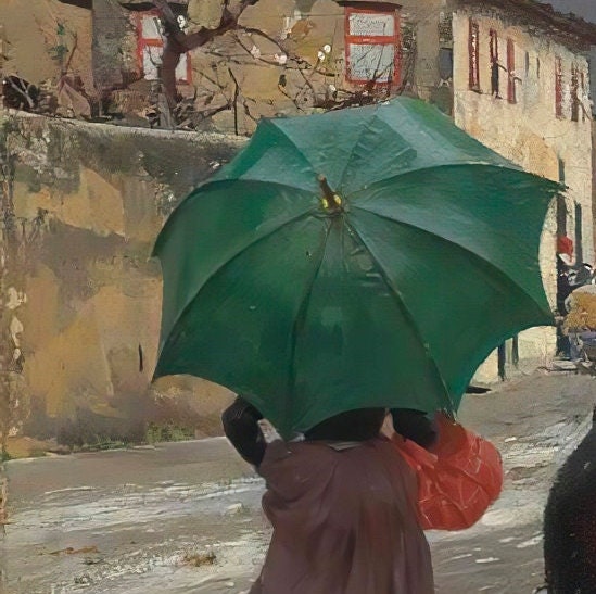 Raffaello Sorbi Painting: Stopping for a Drink, 3D Textured Print