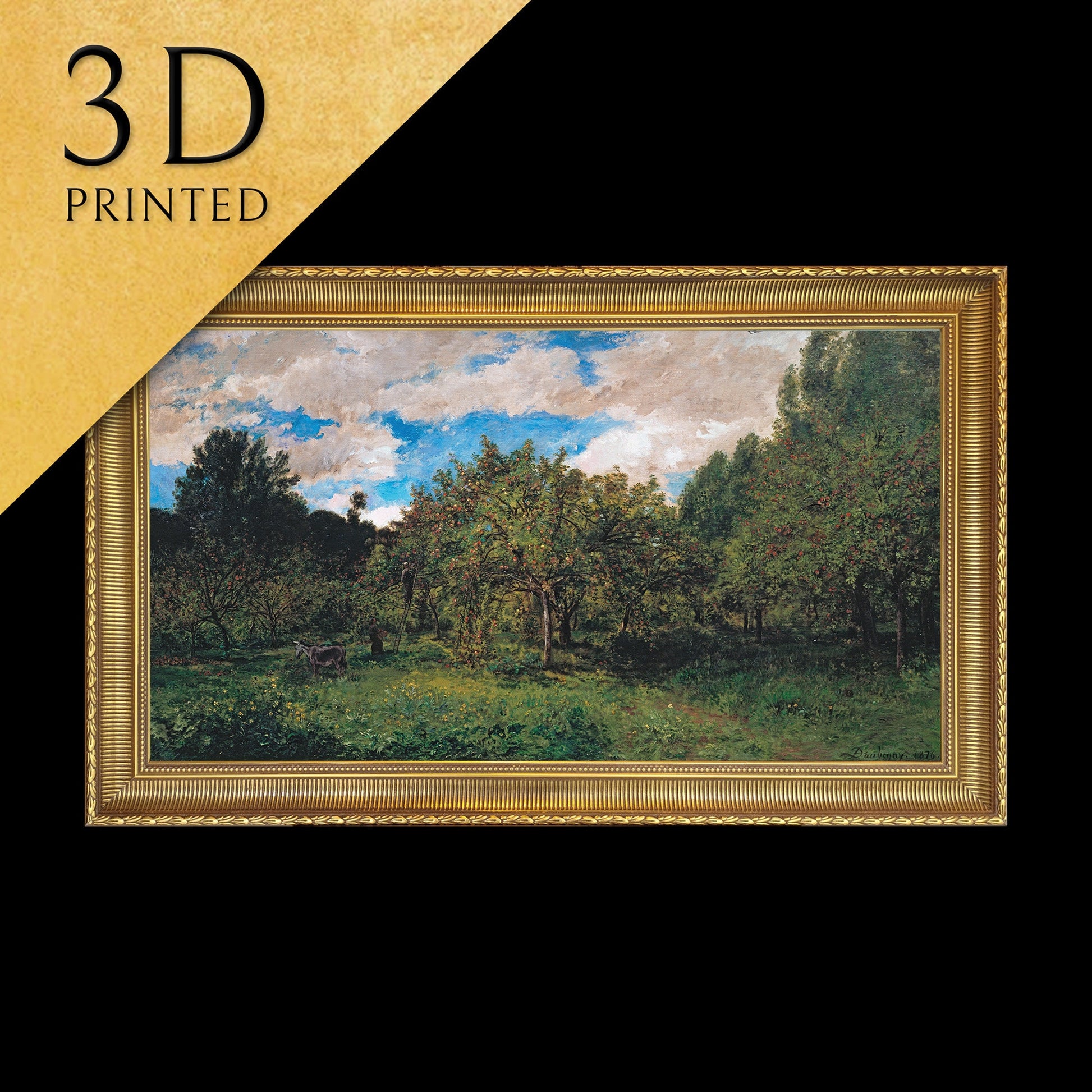 French Orchard at Harvest Time by Charles Daubigny, 3d Printed with texture and brush strokes looks like original oil painting