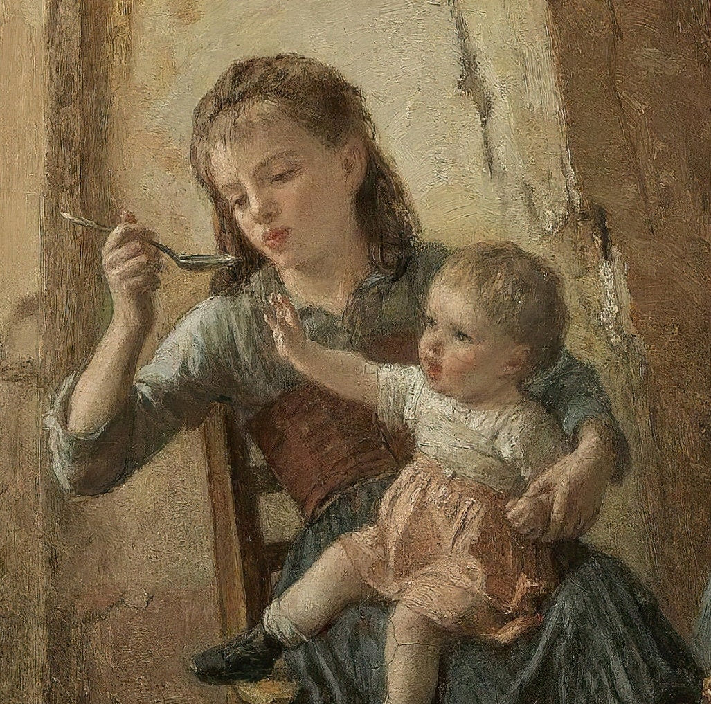 Théophile Duverger: The Children’s Meal - 3D Printed Oil Painting Replica