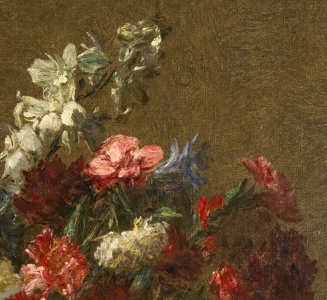 Fleurs Diverses by Henri Fantin, 3d Printed with texture and brush strokes looks like original oil painting