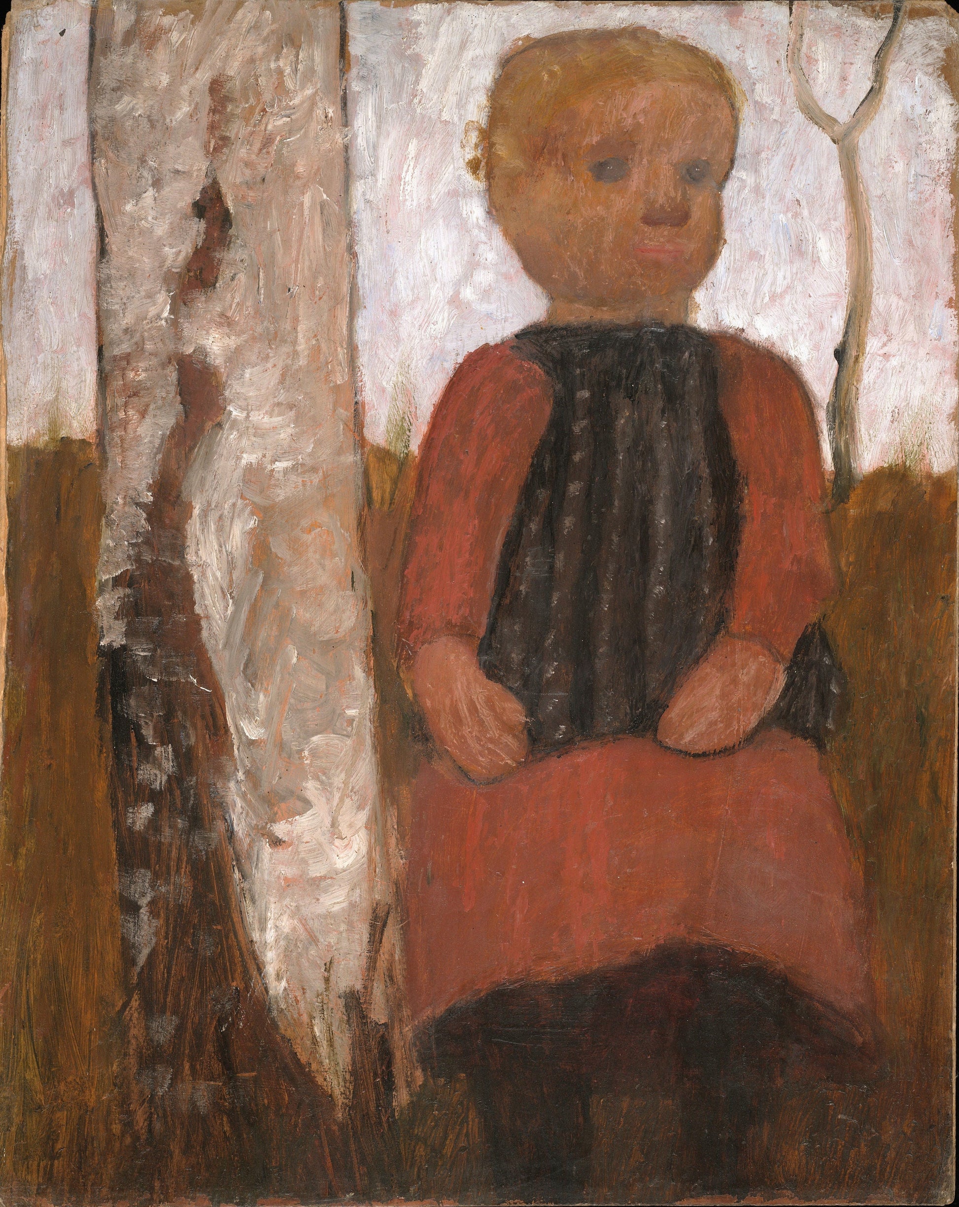 Paula Modersohn Becker Print: Girl in Red Dress, 3D Textured Art