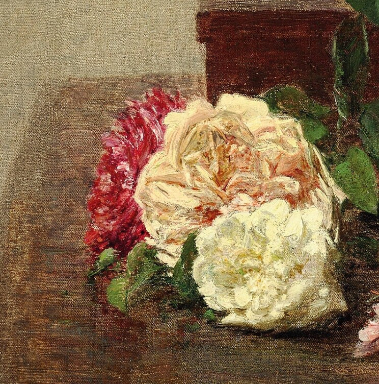 Panier de roses by Henri Fantin-Latour, 3d Printed with texture and brush strokes looks like original oil painting