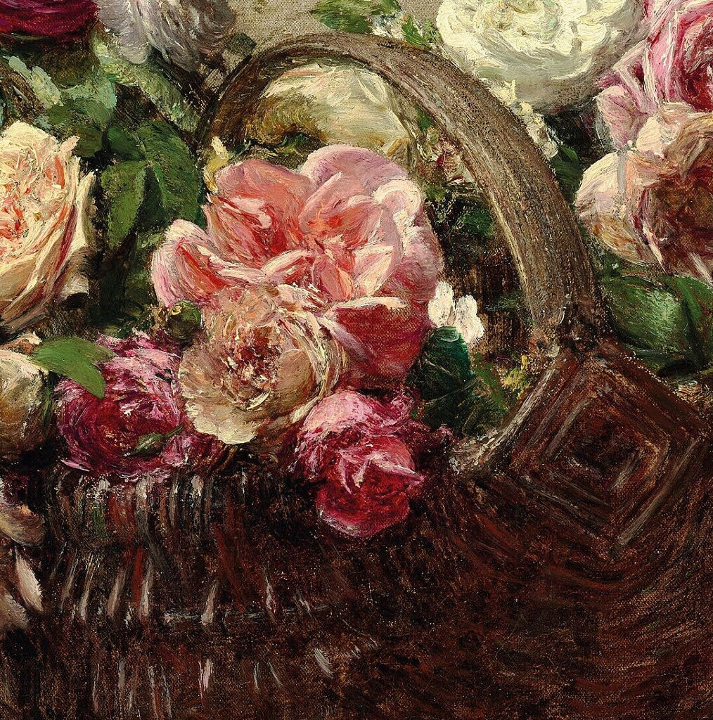 Panier de roses by Henri Fantin-Latour, 3d Printed with texture and brush strokes looks like original oil painting