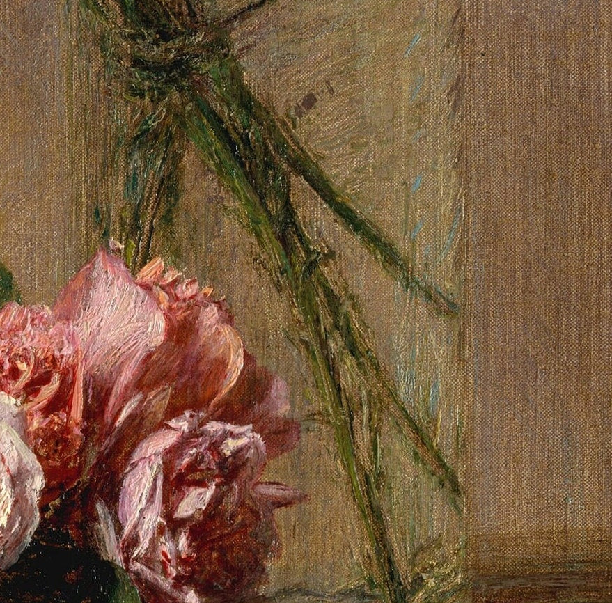 Roses and Lilies by Henri Fantin Latour, 3d Printed with texture and brush strokes looks like original oil painting