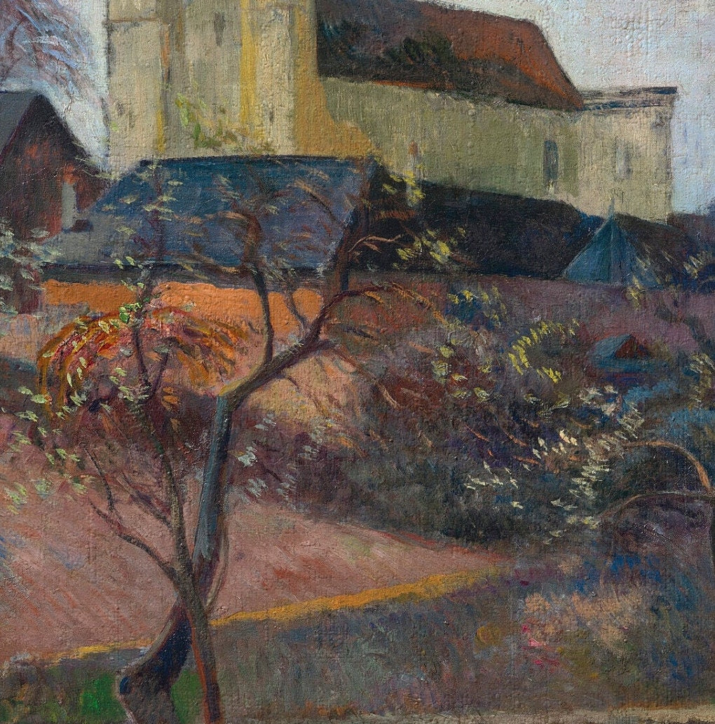 Gauguin's Vue de Rouen 3D Textured Print: Brushstroke Oil Painting Replica