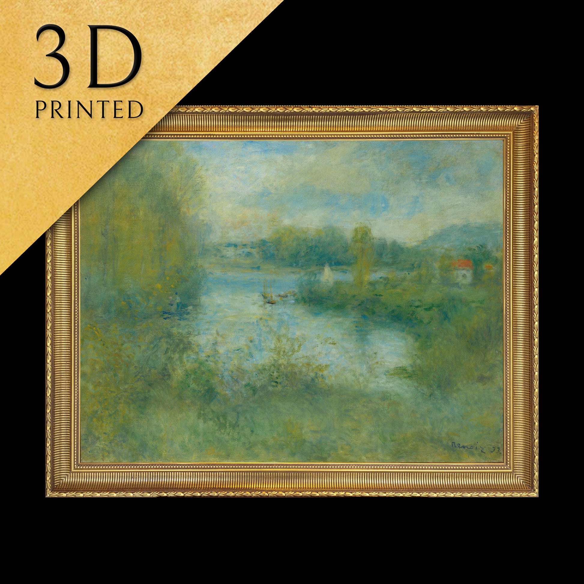 Petit bras de Seine a Argenteuil 1873 by Pierre Renoir,3d Printed with texture and brush strokes looks like original oil painting