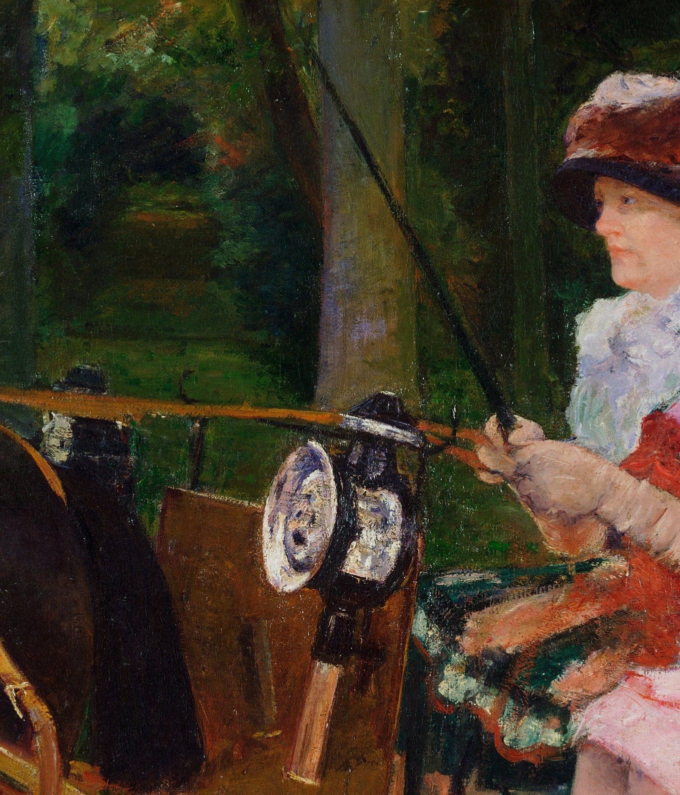 A Woman and a Girl Driving by Mary Cassatt çerçeve, 3d Printed with texture and brush strokes looks like original oil-painting, code:798