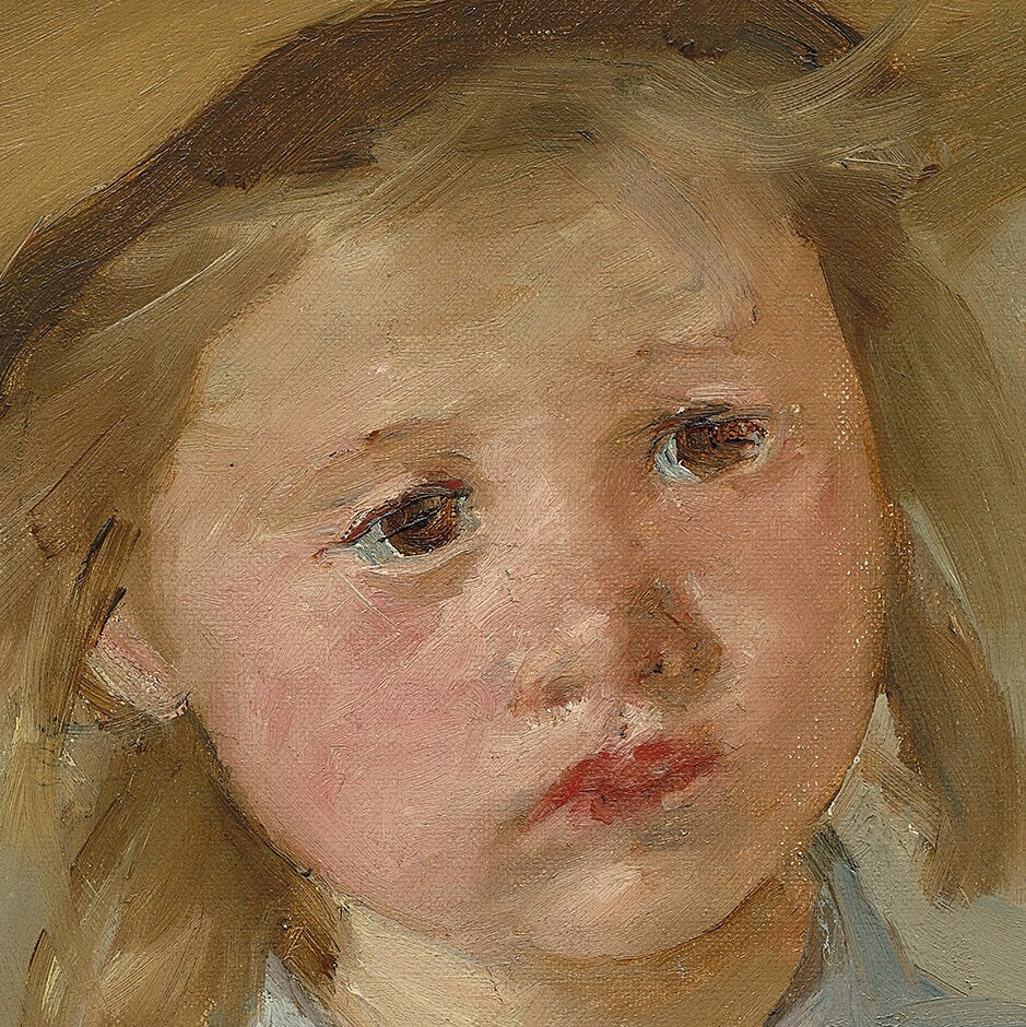 Child in a Straw Hat - by Mary Cassatt, 3d Printed with texture and brush strokes looks like original oil-painting, code:803