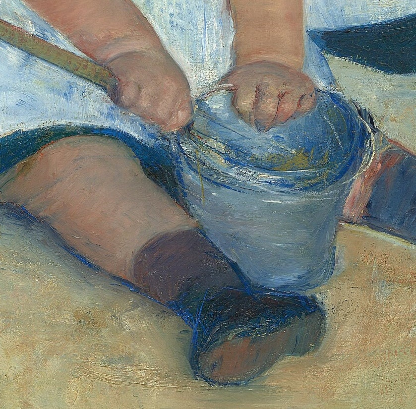 Children Playing on the Beach -by Mary Cassatt, 3d Printed with texture and brush strokes looks like original oil-painting, code:805