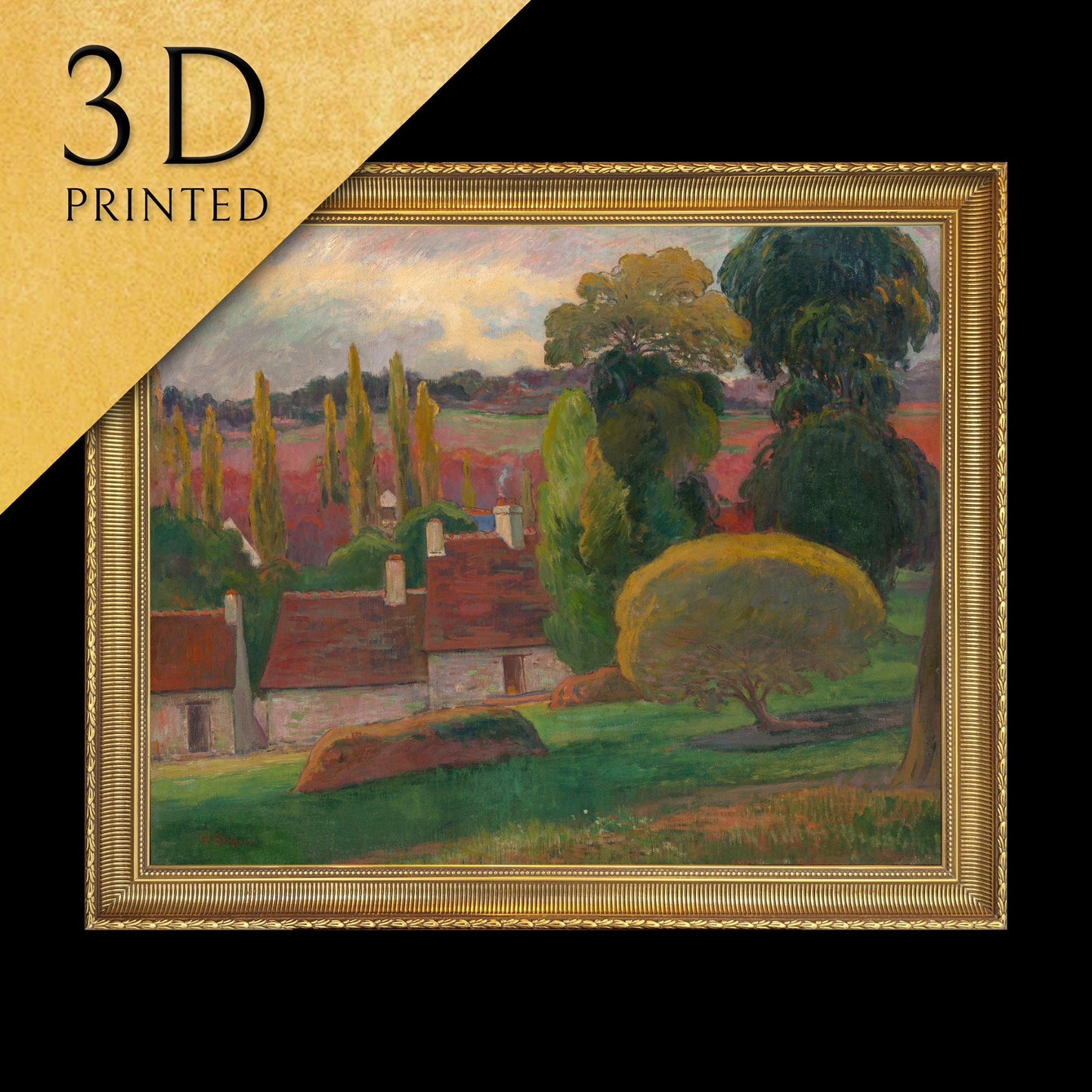 A Farm in Brittany - by Paul Gauguin, 3d Printed with texture and brush strokes looks like original oil-painting, code:807