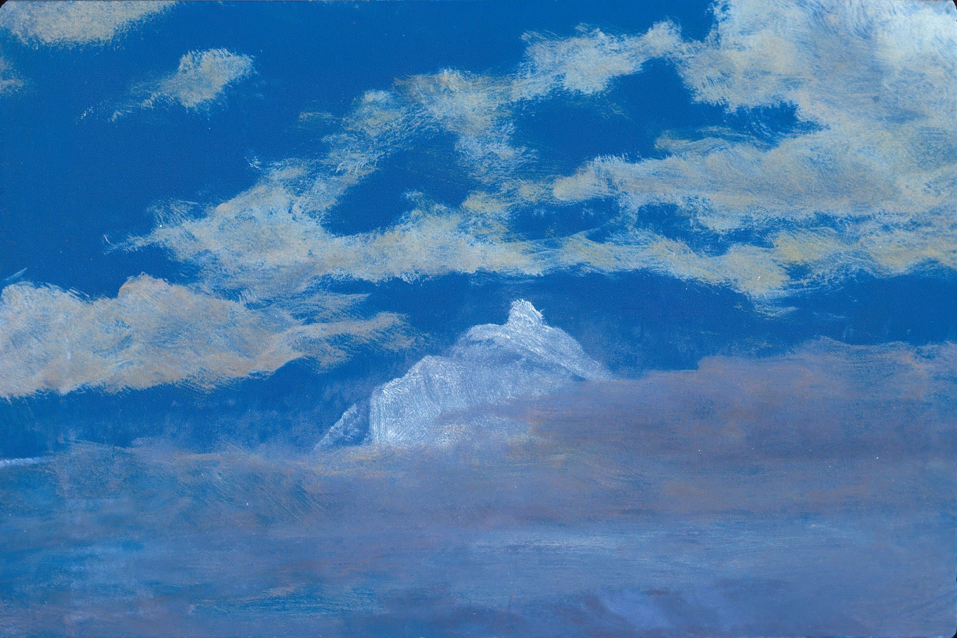 Cloud Study With Mountain Peak - by Albert Bierstadt,3d Printed with texture and brush strokes looks like original oil-painting, code:816