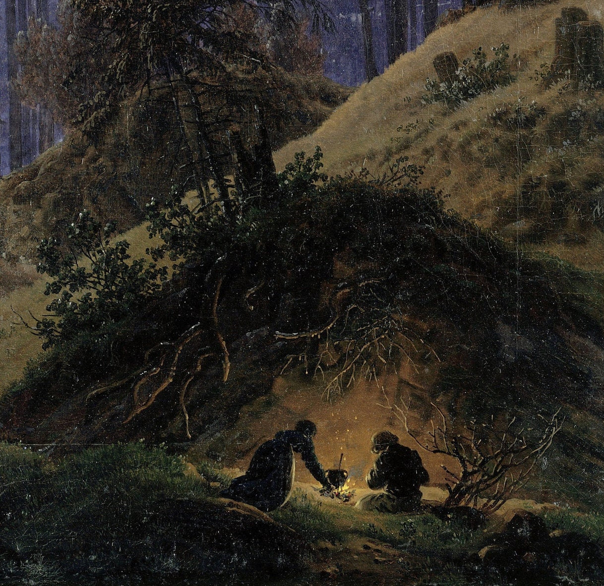 Caspar Friedrich Moonlight Forest 3D Print: Textured Oil Painting Replica