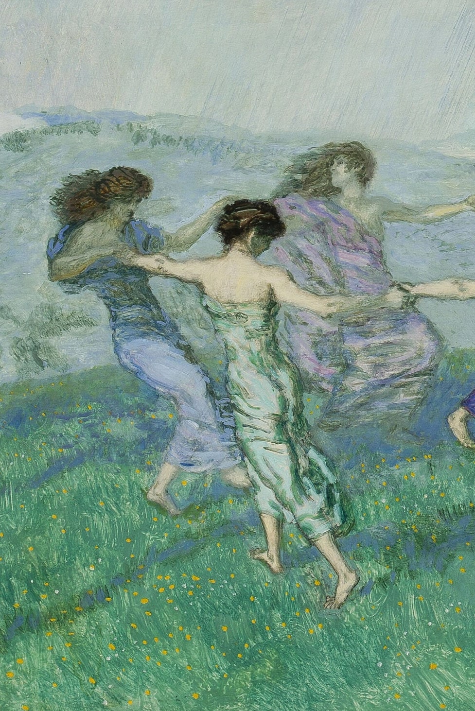 Franz von Stuck Dancing Circle 3D Print: Textured Oil Painting Replica