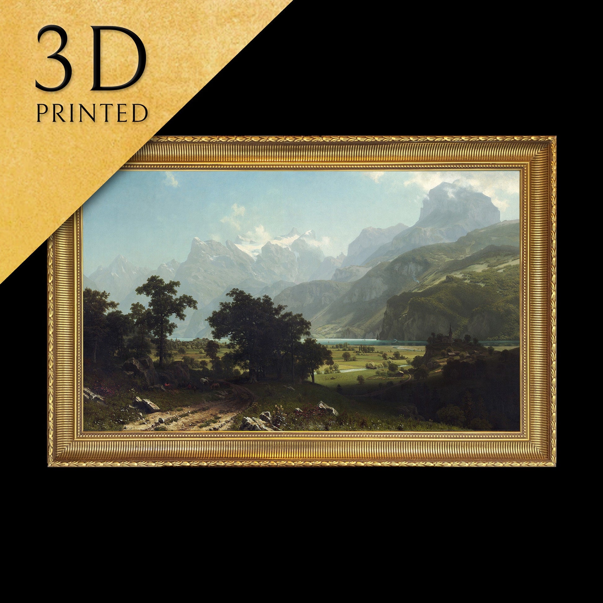 Lake Lucerne - by Albert Bierstadt, 3d Printed with texture and brush strokes looks like original oil-painting.