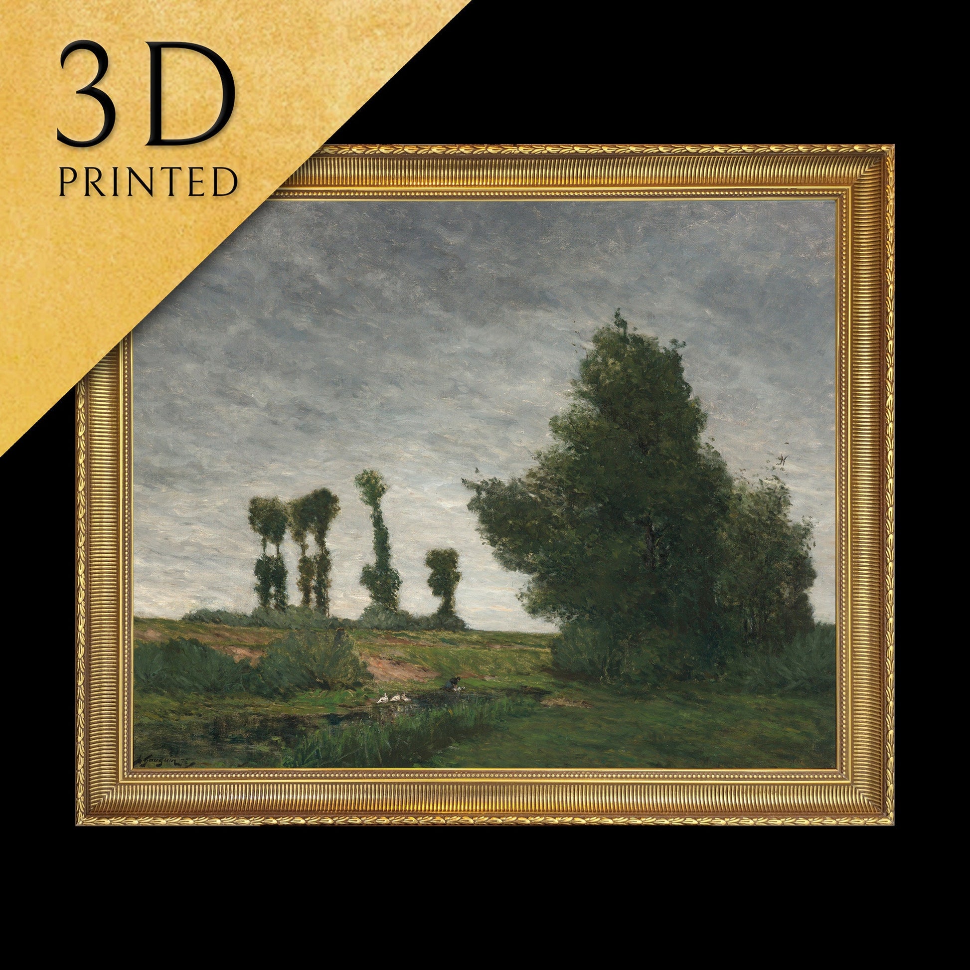 Landscape with Poplars - by Paul Gauguin, 3d Printed with texture and brush strokes looks like original oil painting.