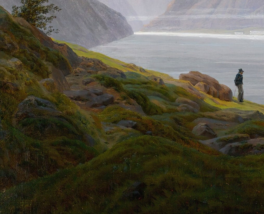 Caspar David Friedrich: Mountain Lake Landscape 3D Print