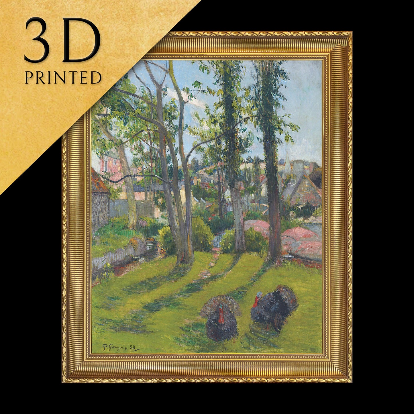 Les dindons, Pont-Aven by Paul Gauguin,3d Printed with texture and brush strokes looks like original oil painting.