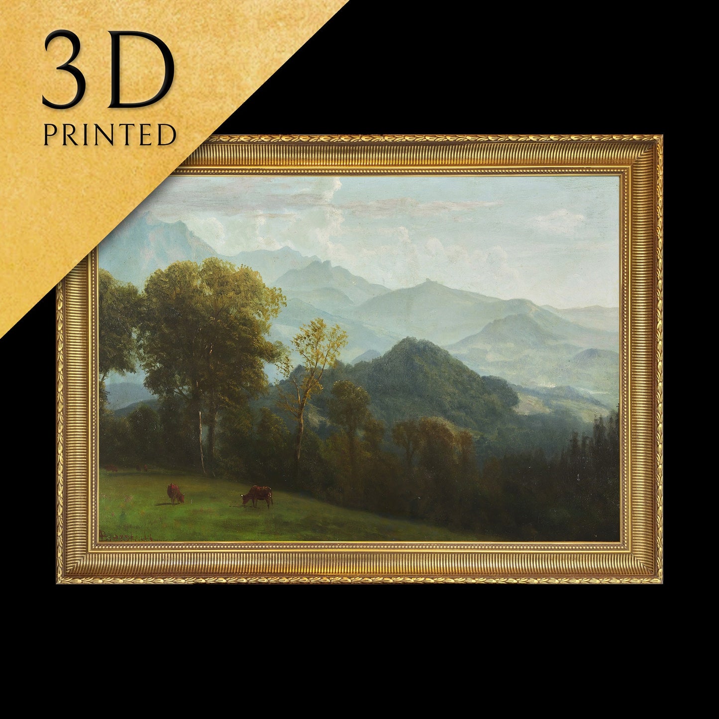 Lucerne, Switzerland- by Albert Bierstadt, 3d Printed with texture and brush strokes looks like original oil painting.