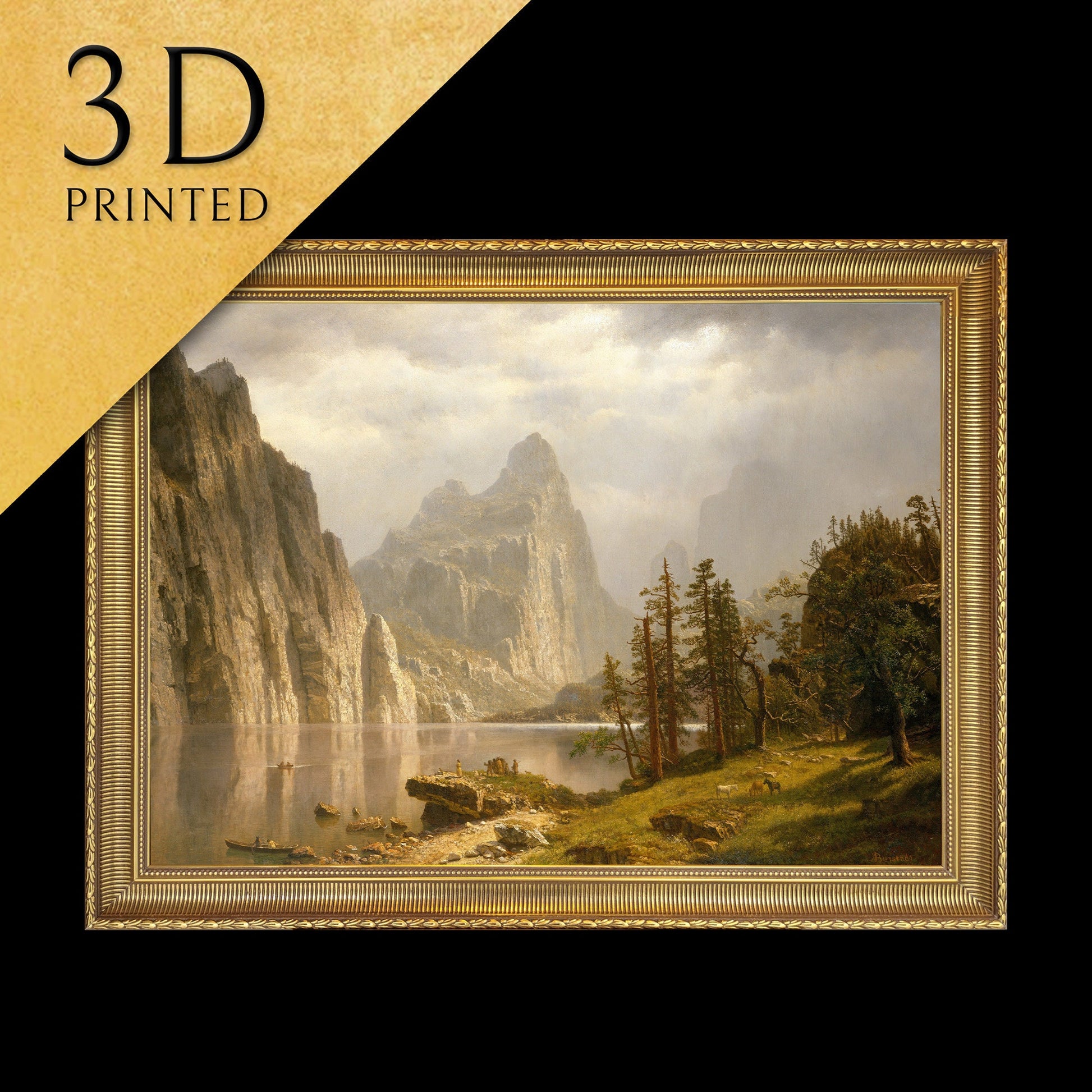 Merced River, Yosemite Valley - by Albert Bierstadt,3d Printed with texture and brush strokes looks like original oil painting.