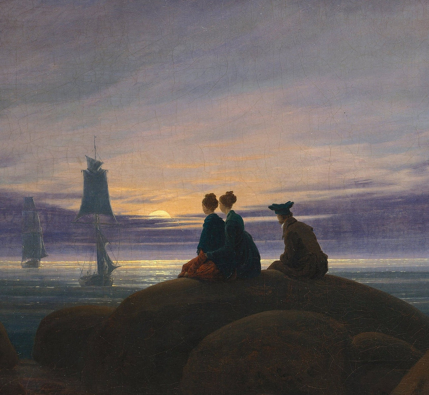 Caspar David Friedrich - Moonrise over the Sea - 3D Textured Print