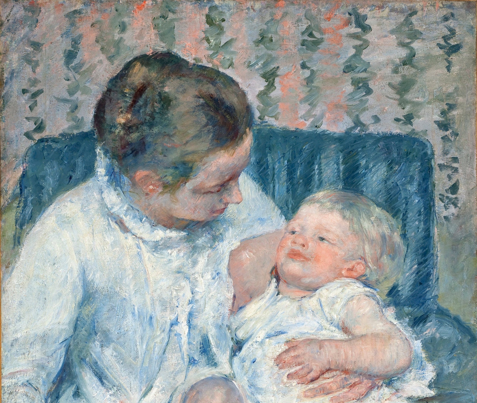 Mother About to Wash Her Sleepy Child by Mary Cassatt, 3d Printed with texture and brush strokes looks like original oil painting.