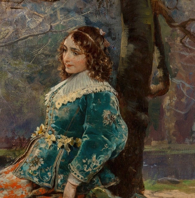 Cesare Auguste Detti - Music in the Garden - 3D Printed Textured Oil Painting