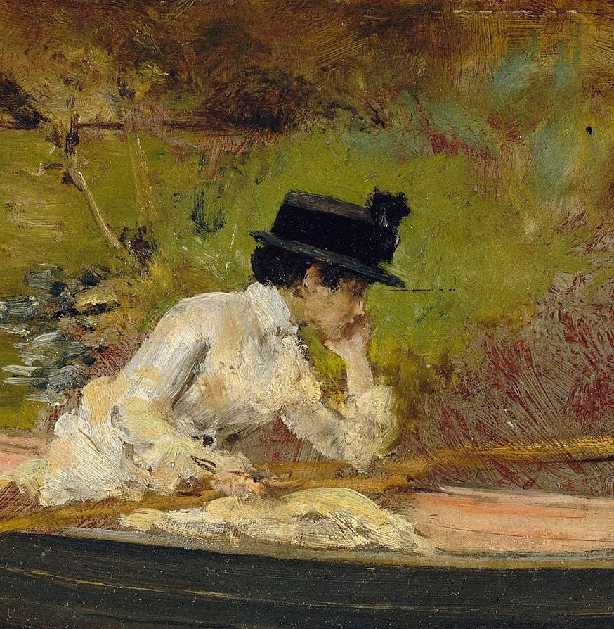 William Merritt Chase Print: Mrs. Chase in Prospect Park, 3D Textured Art