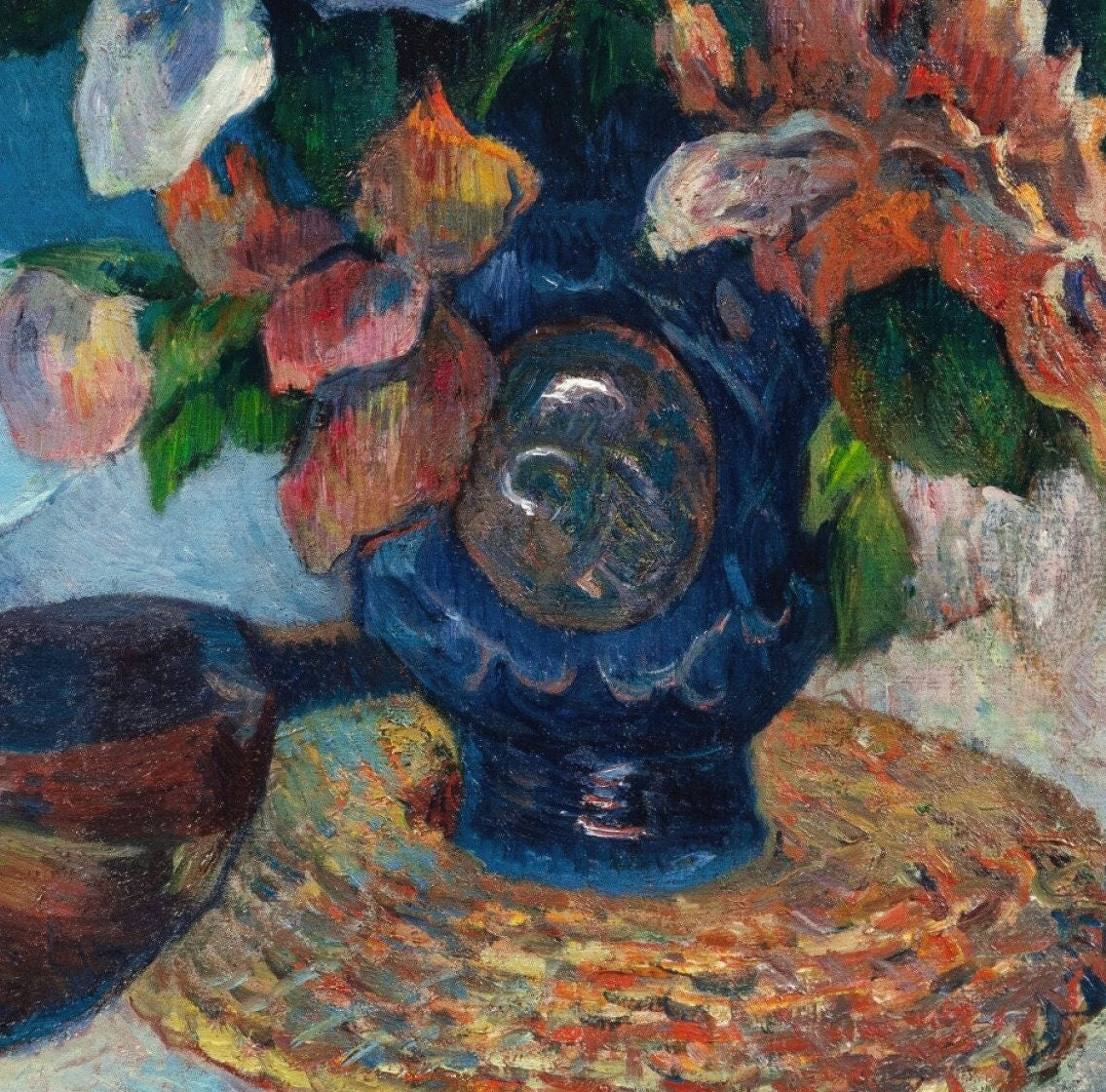 Paul Gauguin Peonies Still Life: 3D Printed Textured Art