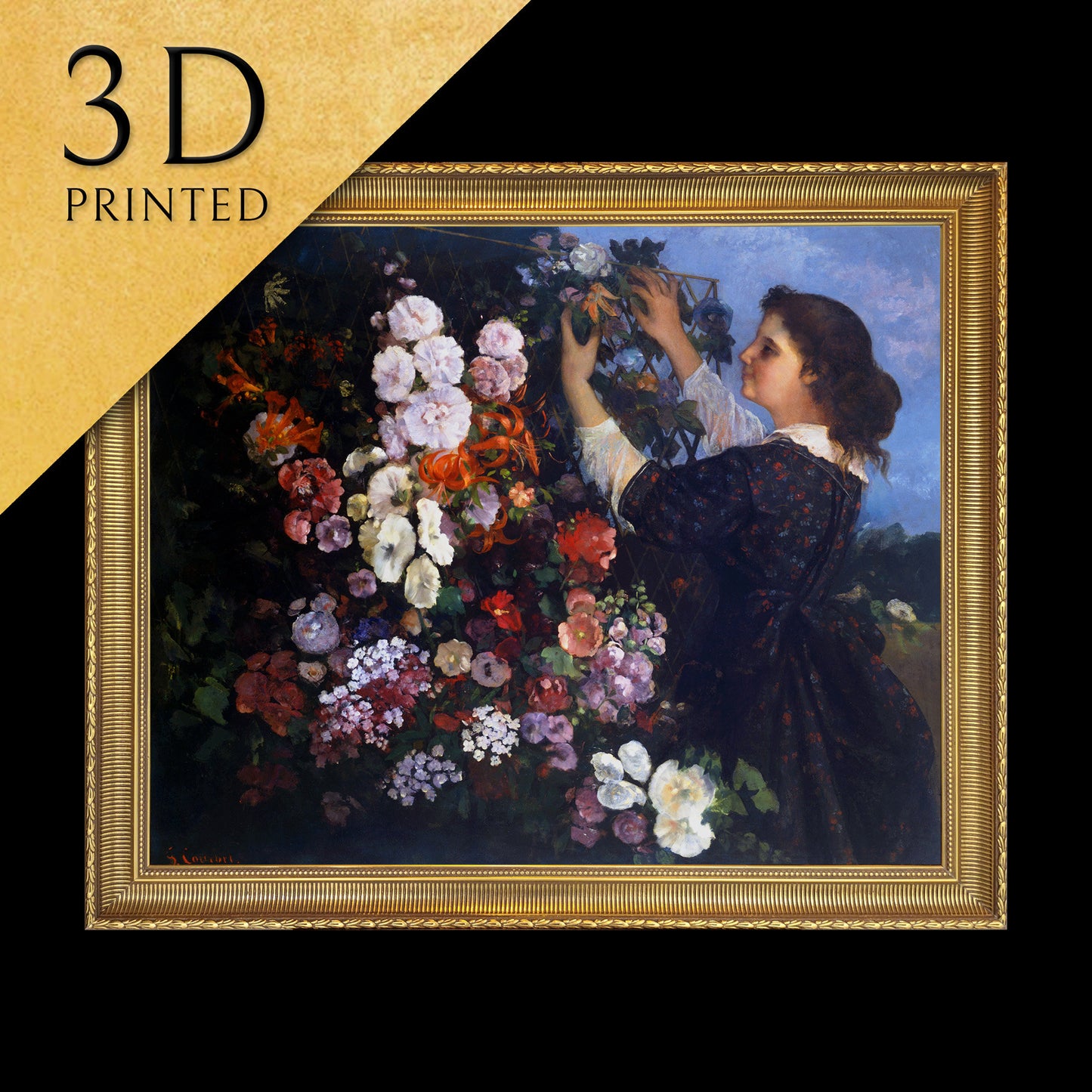 Trellis - by Gustave Courbet, 3d Printed with texture and brush strokes looks like original oil painting.