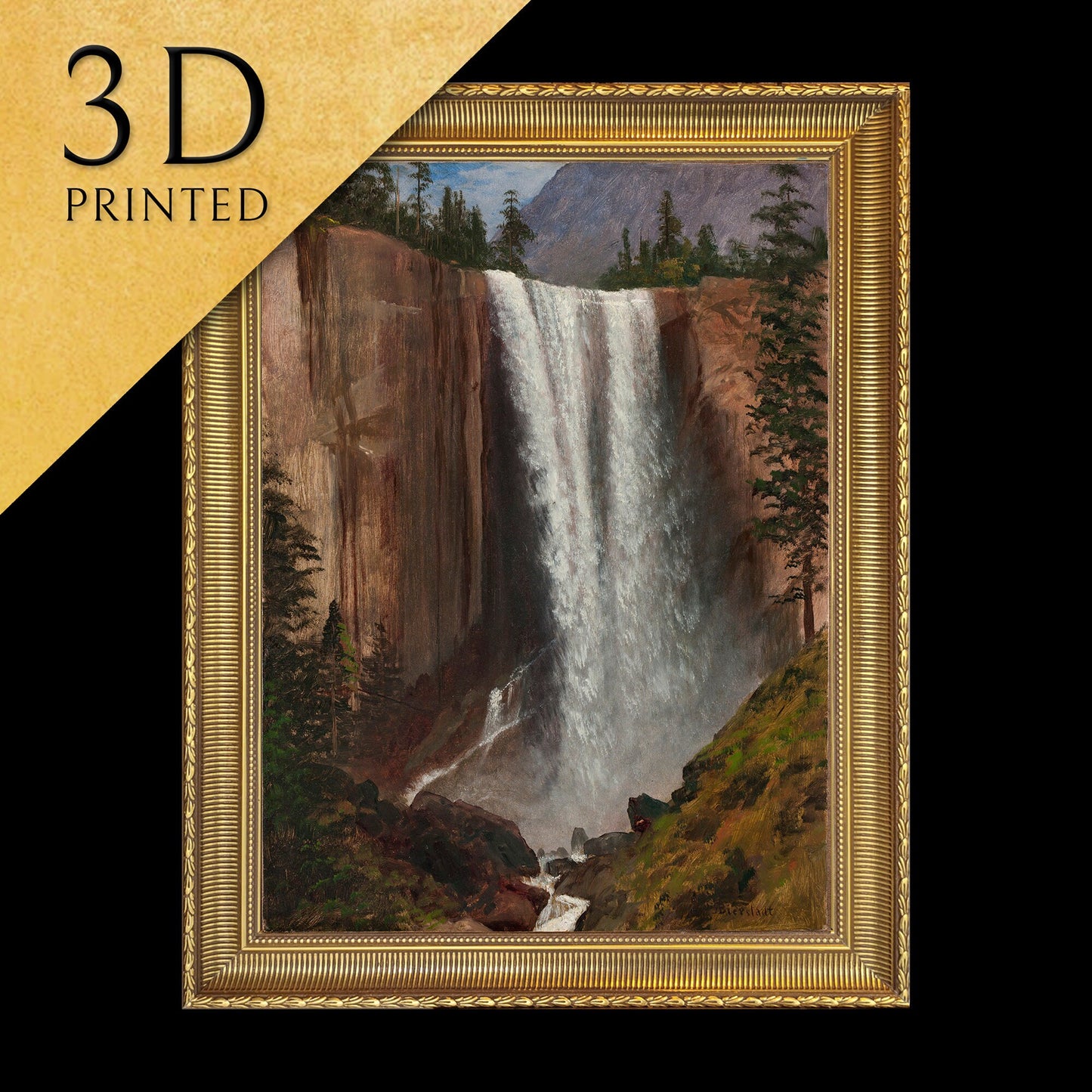 Vernal Fall - by Albert Bierstadt,3d Printed with texture and brush strokes looks like original oil painting.