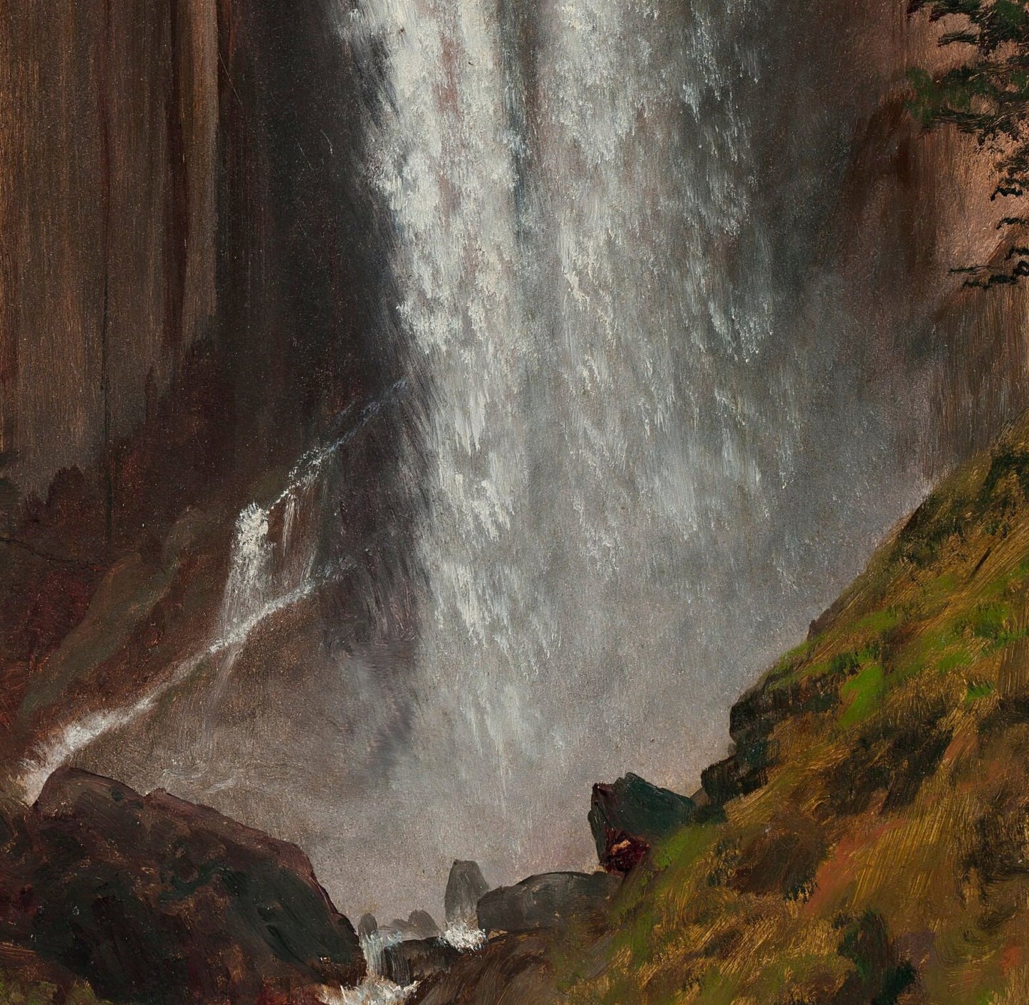 Vernal Fall - by Albert Bierstadt,3d Printed with texture and brush strokes looks like original oil painting.