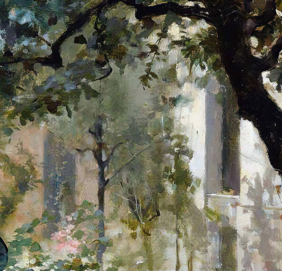 Albert Edelfelt 'Au Jardin' 3D Print: Textured Oil Painting Reproduction