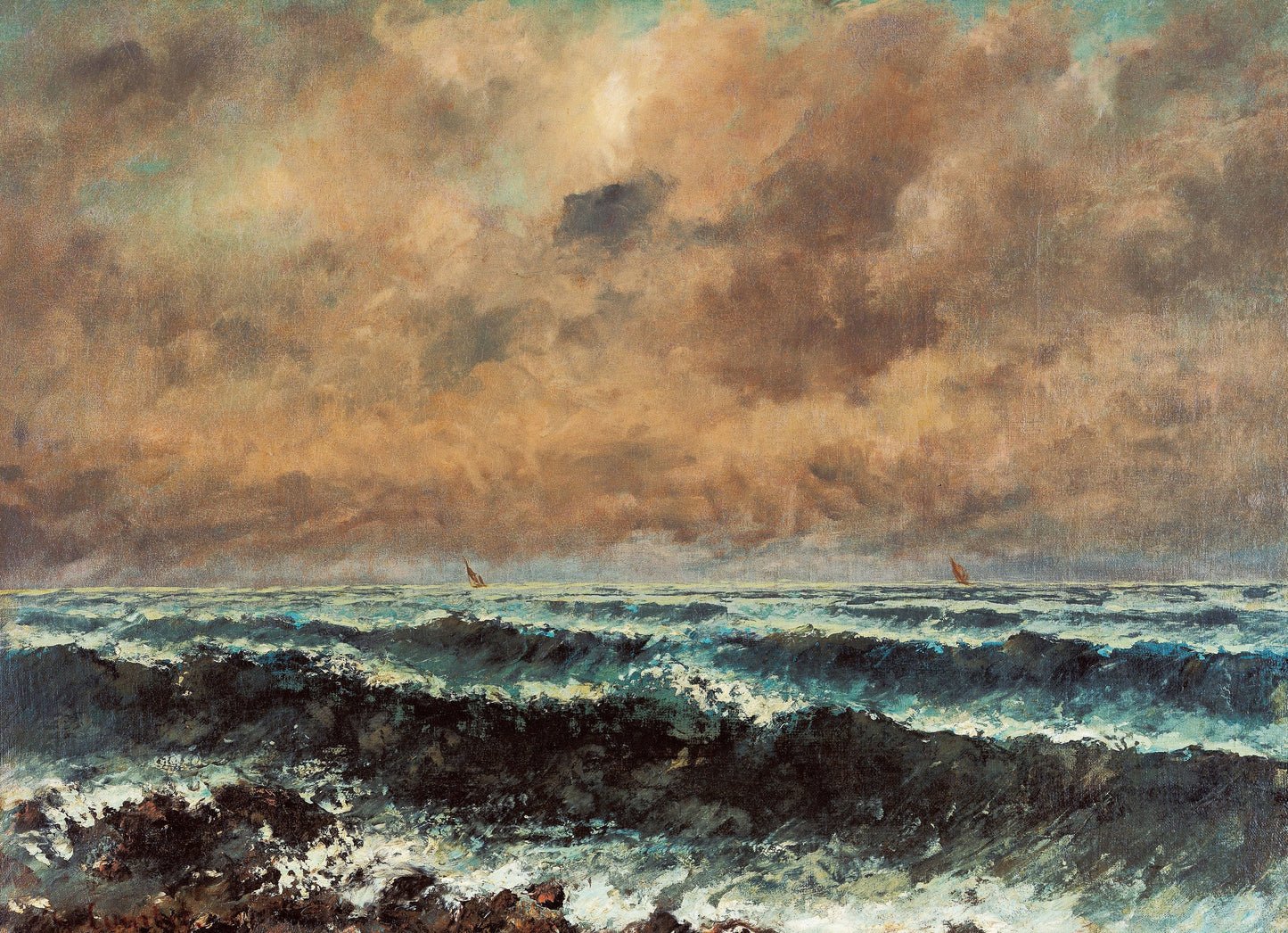 Gustave Courbet Autumn Sea 3D Print: Textured Seascape Art