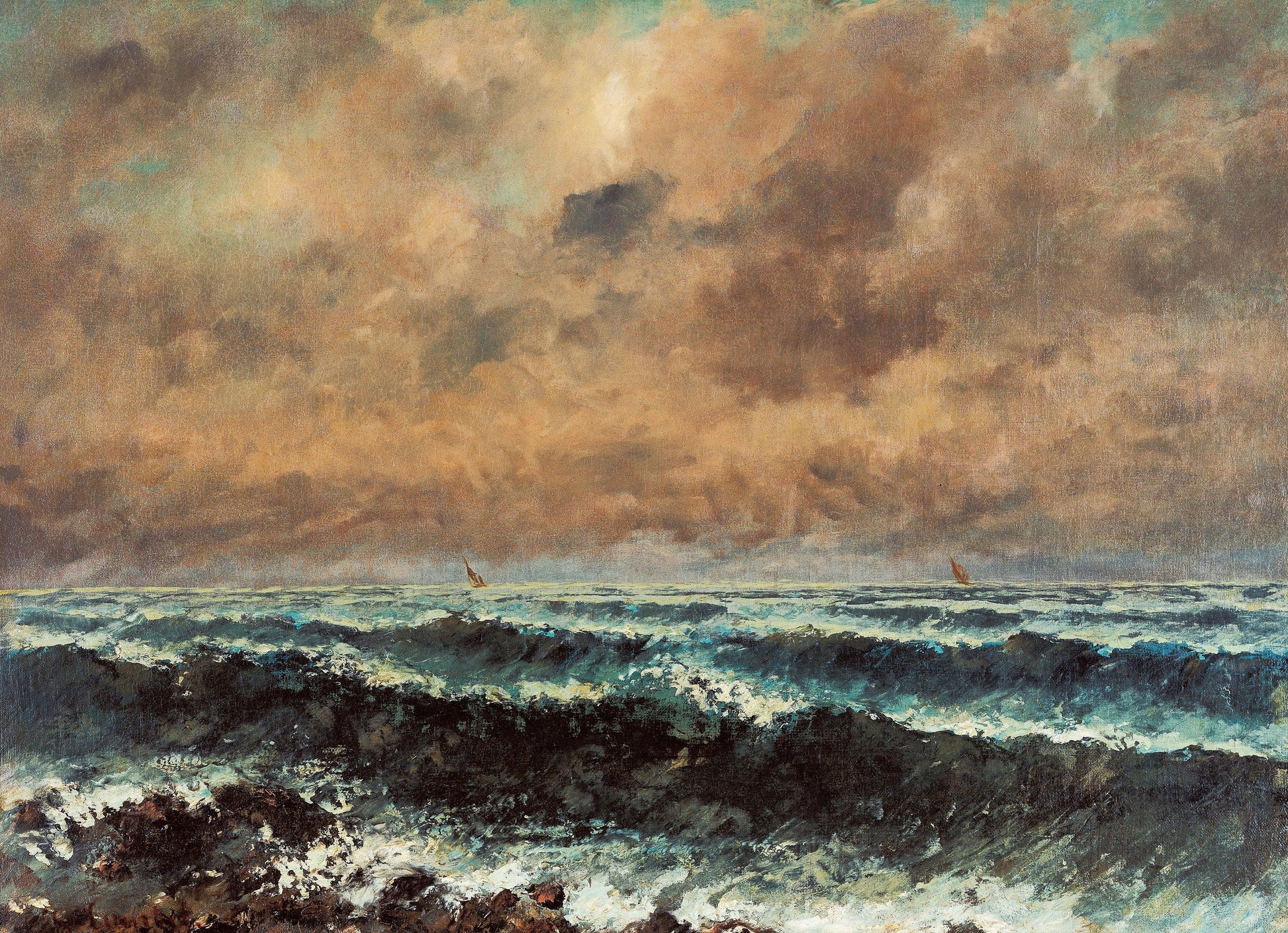 Gustave Courbet Autumn Sea 3D Print: Textured Seascape Art