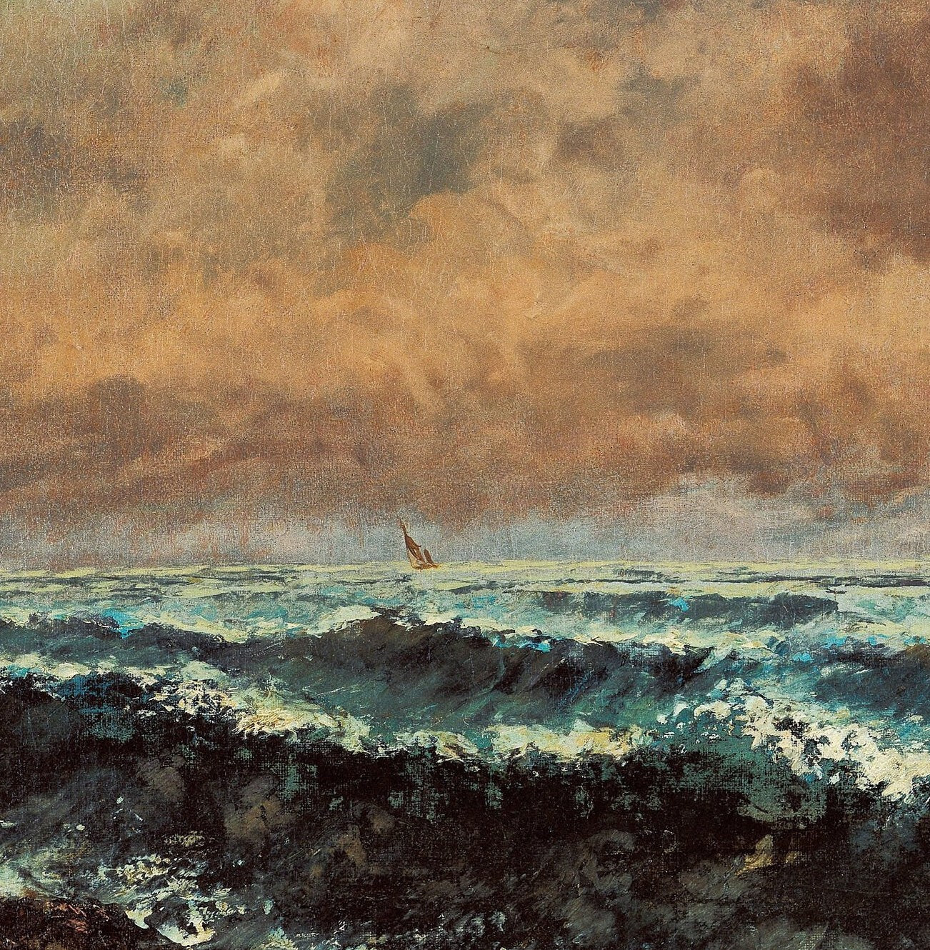 Gustave Courbet Autumn Sea 3D Print: Textured Seascape Art