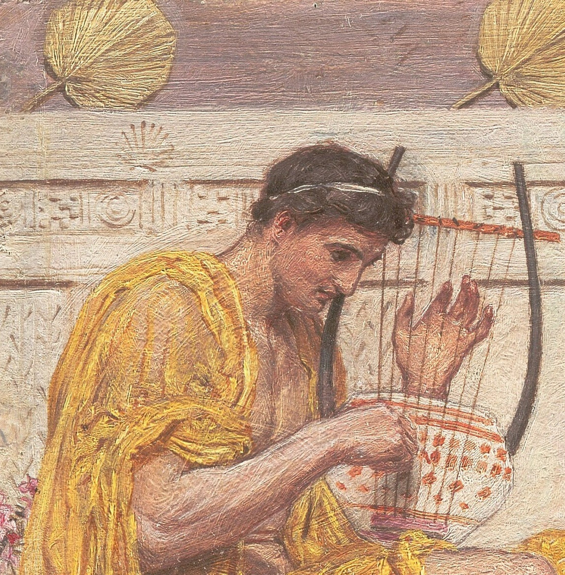 Albert Joseph Moore Print: 3D Textured Musician Oil Painting Reproduction
