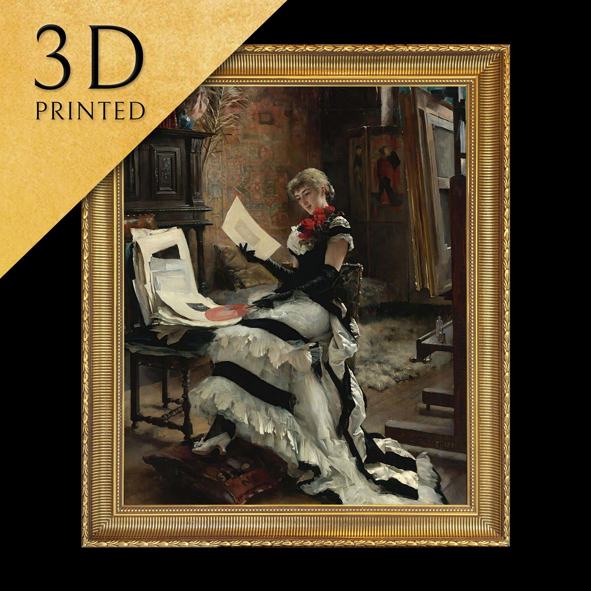 Chez L’artiste - by Albert Edelfelt, 3d Printed with texture and brush strokes looks like original oil painting.