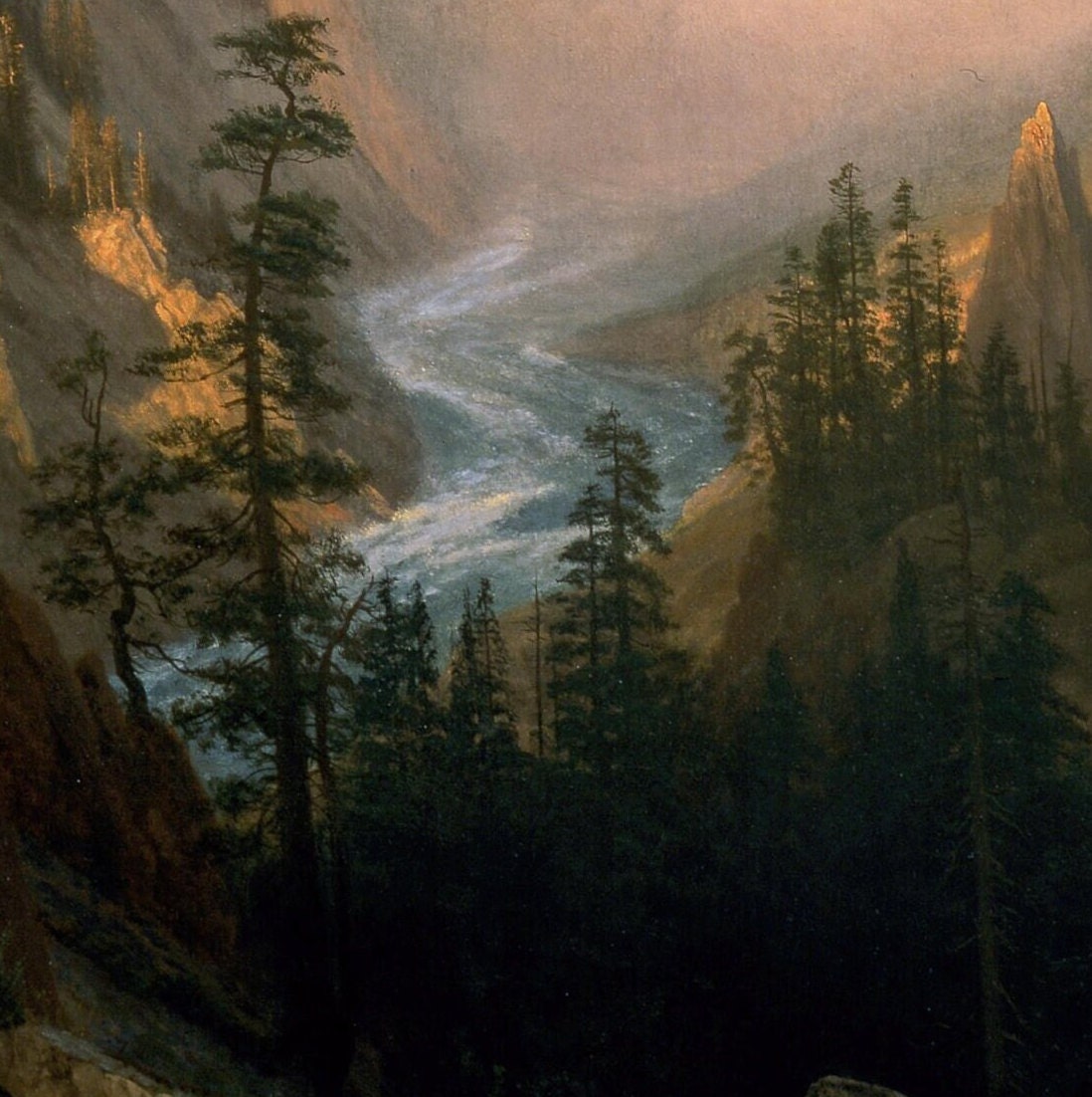 Yellowstone Falls by Bierstadt: 3D Textured Print