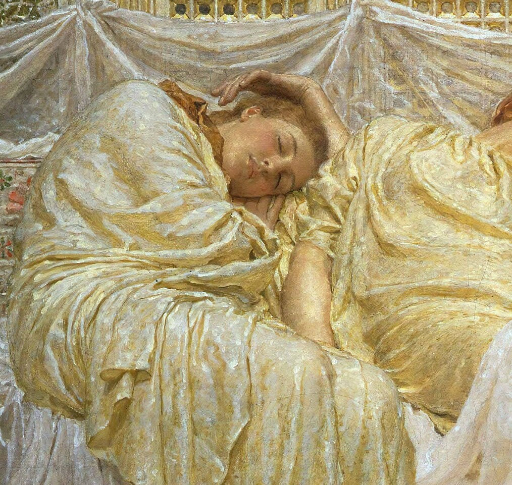 Dreamers - Albert Joseph Moore, 3d Printed with texture and brush strokes looks like original oil painting.