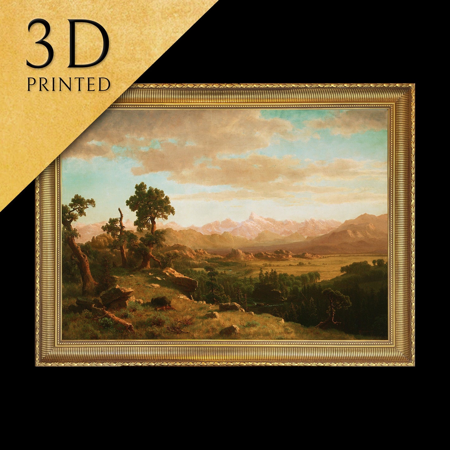 Wind River Country - by Albert Bierstadt, 3d Printed with texture and brush strokes looks like original oil painting.