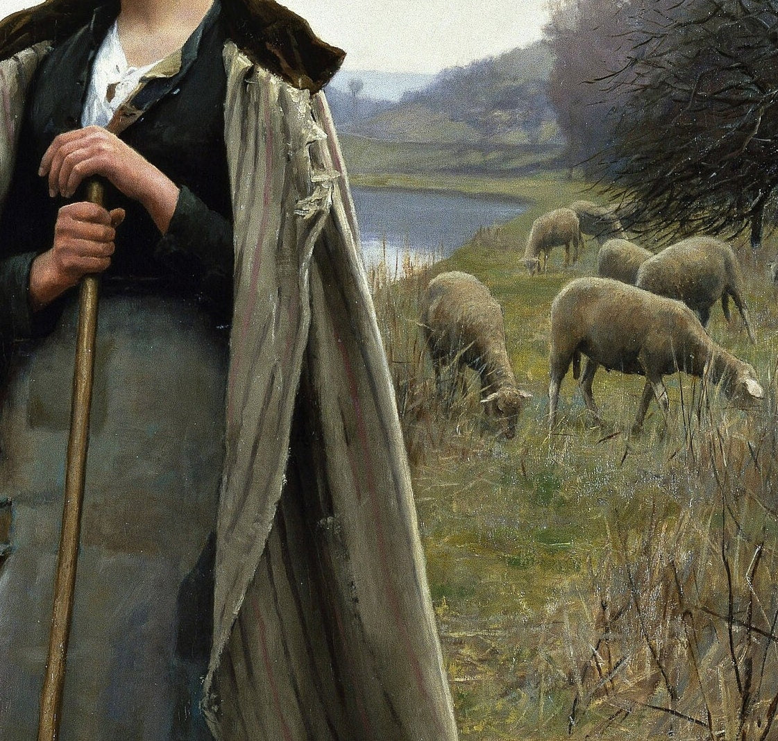 Daniel Ridgway Knight Print: The Shepherdess of Rolleboise, 3D Textured Art