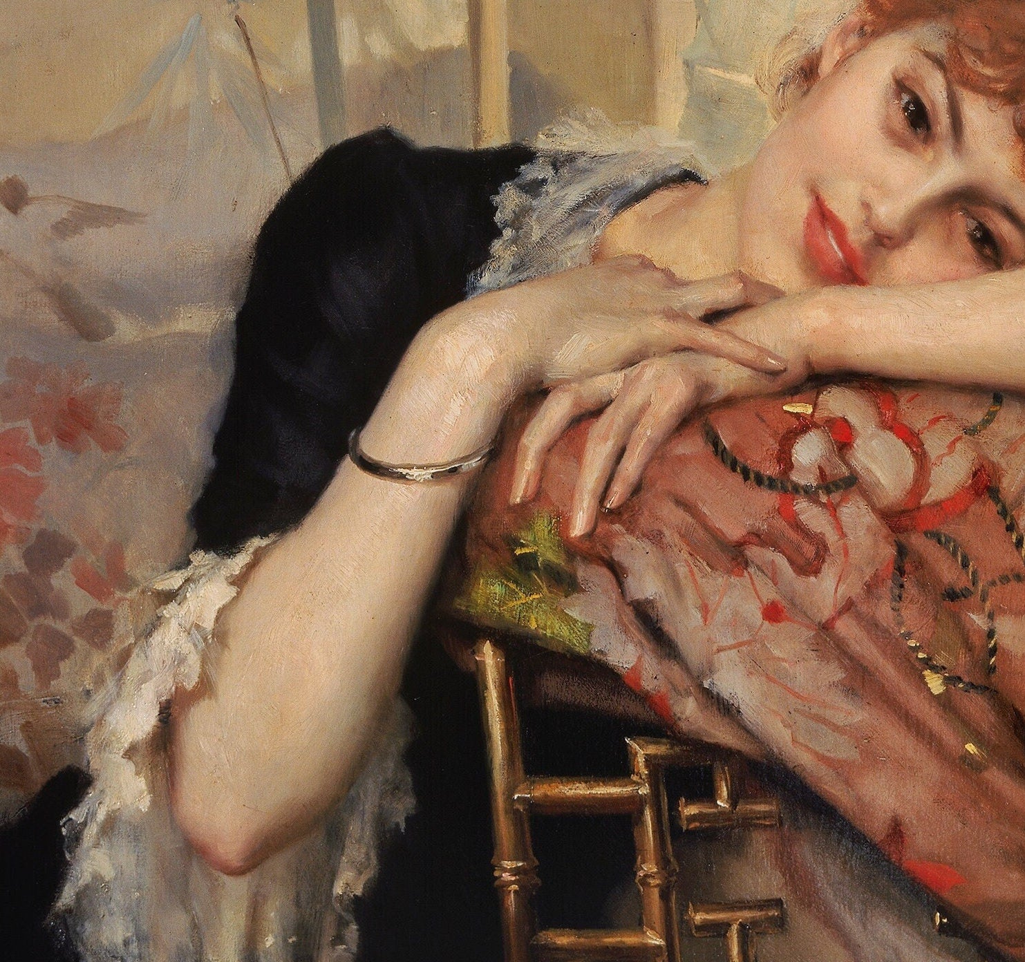 Albert Edelfelt 'The Parisienne' 3D Print: Textured Oil Painting Reproduction