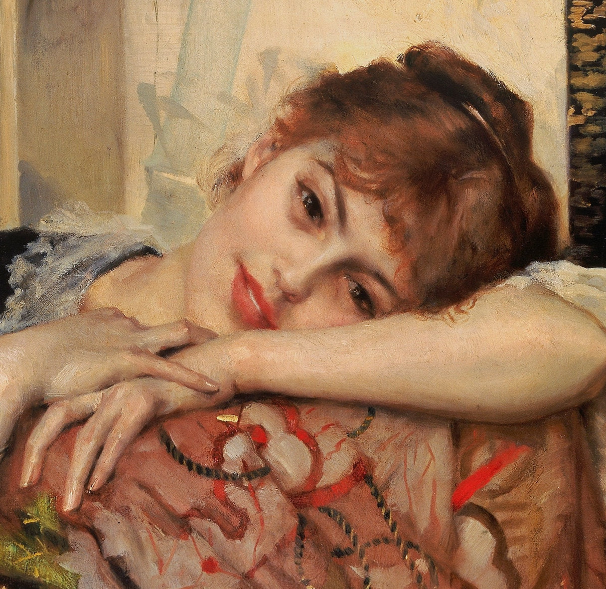 Albert Edelfelt 'The Parisienne' 3D Print: Textured Oil Painting Reproduction